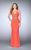 La Femme - Bejeweled Sleeveless V-neck Long Jersey Dress 23586 In Orange