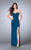 La Femme - Strapless Sweetheart Corset Jersey Dress 23592 In Blue