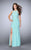 La Femme - Sleeveless Beaded Jewel Neck Jersey Dress 23601 In Blue