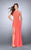 La Femme - Sleeveless Beaded Jewel Neck Jersey Dress 23601 In Orange