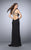 La Femme - Sleeveless Beaded Jewel Neck Jersey Dress 23601 In Black