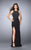 La Femme - Sleeveless Beaded Jewel Neck Jersey Dress 23601 In Black