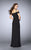 La Femme 23607 Off-Shoulder Lace Inlay Evening Gown in Black