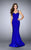 La Femme - Beautiful Beaded Sweetheart Fit And Flare Jersey Gown 23625 In Blue