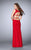 La Femme - Sleeveless Plunging Neckline Cutout Open Back Prom Dress 23631 in Red