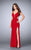 La Femme - Sleeveless Plunging Neckline Cutout Open Back Prom Dress 23631 in Red