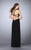 La Femme - 23632 Bejeweled Tuck-Sculpted Sweetheart Long Evening Gown in Black