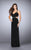 La Femme - 23632 Bejeweled Tuck-Sculpted Sweetheart Long Evening Gown in Black