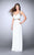 La Femme - Bejeweled Tuck-Sculpted Sweetheart Long Evening Gown 23632 In White