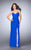 La Femme - Bejeweled Sleeveless Sweetheart Ruched Jersey Gown 23636 In Blue