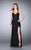 La Femme - Posh Sequined Lace Sheath Long Evening Gown 23638 In Black