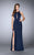 La Femme - Sleeveless High Neck front Keyhole Cutout Jersey Dress 23655 In Blue