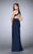 La Femme - Sleeveless High Neck front Keyhole Cutout Jersey Dress 23655 In Blue