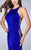 La Femme - Halter Style Sheer Side Cutouts Long Jersey Prom Dress 23665 in Blue