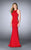 La Femme - Halter Style Sheer Side Cutouts Long Jersey Prom Dress 23665 in Red