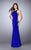 La Femme - Halter Style Sheer Side Cutouts Long Jersey Prom Dress 23665 in Blue