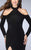 La Femme - Sultry Split Shoulder Fitted Sheath Evening Gown with Long Sleeves 23676 In Black