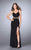 La Femme - Riveting Jewel-Trimmed Sheath Long Evening Gown 23683 In Black