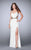 La Femme - Riveting Jewel-Trimmed Sheath Long Evening Gown 23683 In White