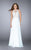 La Femme - Whimsical Jewel Illusion Lace Long Evening Gown 23704 In White