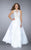 La Femme - Whimsical Jewel Illusion Lace Long Evening Gown 23704 In White