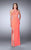 La Femme - Charming Bedazzled High Neck Jersey Dress 23706 in Orange