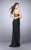 La Femme - Charming Bedazzled High Neck Jersey Dress 23706 in Black