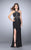 La Femme - Charming Bedazzled High Neck Jersey Dress 23706 in Black