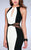 Daring Contrast Illusion Sleeveless High Neck Jersey Gown 23711