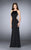 La Femme - Sleeveless High Neck Beaded Side Cutout Jersey Dress 23718 In Black
