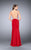 La Femme - Sleeveless High Neck Beaded Side Cutout Jersey Dress 23718 In Red