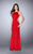 La Femme - Sleeveless High Neck Beaded Side Cutout Jersey Dress 23718 In Red