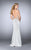La Femme - Sleeveless High Neck Beaded Side Cutout Jersey Dress 23718 In Silver