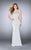 La Femme - Sleeveless High Neck Beaded Side Cutout Jersey Dress 23718 In Silver