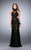 La Femme - Sleeveless Illusion High Halter Neck Laced Gown 23732 In Black