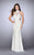 La Femme - Sleeveless Illusion High Halter Neck Laced Gown 23732 In White