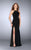 La Femme - Exquisite Gilt Embellished Long Evening Gown 23737 in Black