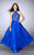 High Neck Halter Style Lace Top Chiffon Prom Dress 23754 In Blue