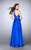 High Neck Halter Style Lace Top Chiffon Prom Dress 23754 In Blue
