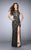 La Femme - Adorned Sleeveless Jewel Neck Laced Gown 23767 In Black and Nude