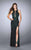 La Femme - Adorned Sleeveless Jewel Neck Laced Gown 23767 In Black and Green
