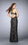 La Femme - Adorned Sleeveless Jewel Neck Laced Gown 23767 In Black and Nude