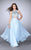 La Femme - Sleeveless Illusion Jewel Neck Two-piece Floral Laced Chiffon Dress 23775 In Blue