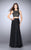 La Femme - Sleeveless Illusion Jewel Neck Two-piece Floral Laced Chiffon Dress 23775 In Black