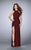 La Femme - Cutout Open Back Sparkling Jersey Long Prom  Dress 23783 in Red