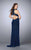La Femme - Cutout Open Back Sparkling Jersey Long Prom  Dress 23783 in Blue