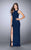 La Femme - Cutout Open Back Sparkling Jersey Long Prom  Dress 23783 in Blue