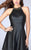 La Femme - Gilded High Jewel Short Leather Cocktail Dress 23790 in Black