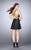 La Femme - Gilded High Jewel Short Leather Cocktail Dress 23790 in Black
