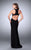 La Femme - Elegant Halter Beaded Cutout Long Evening Gown 23791 In Black